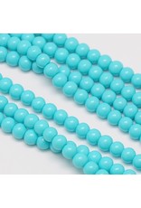 8mm Round Glass Pearl  Turquoise Blue approx  x50