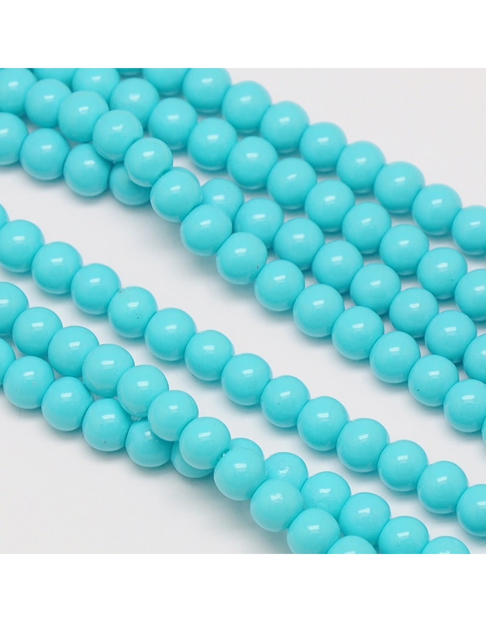 8mm Round Glass Pearl  Turquoise Blue approx  x50