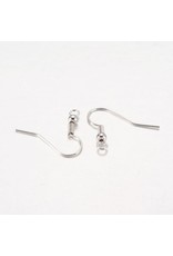 Ear Wire Ball & Spring 18x.8mm  Silver  x50 Grade ''A'' NF