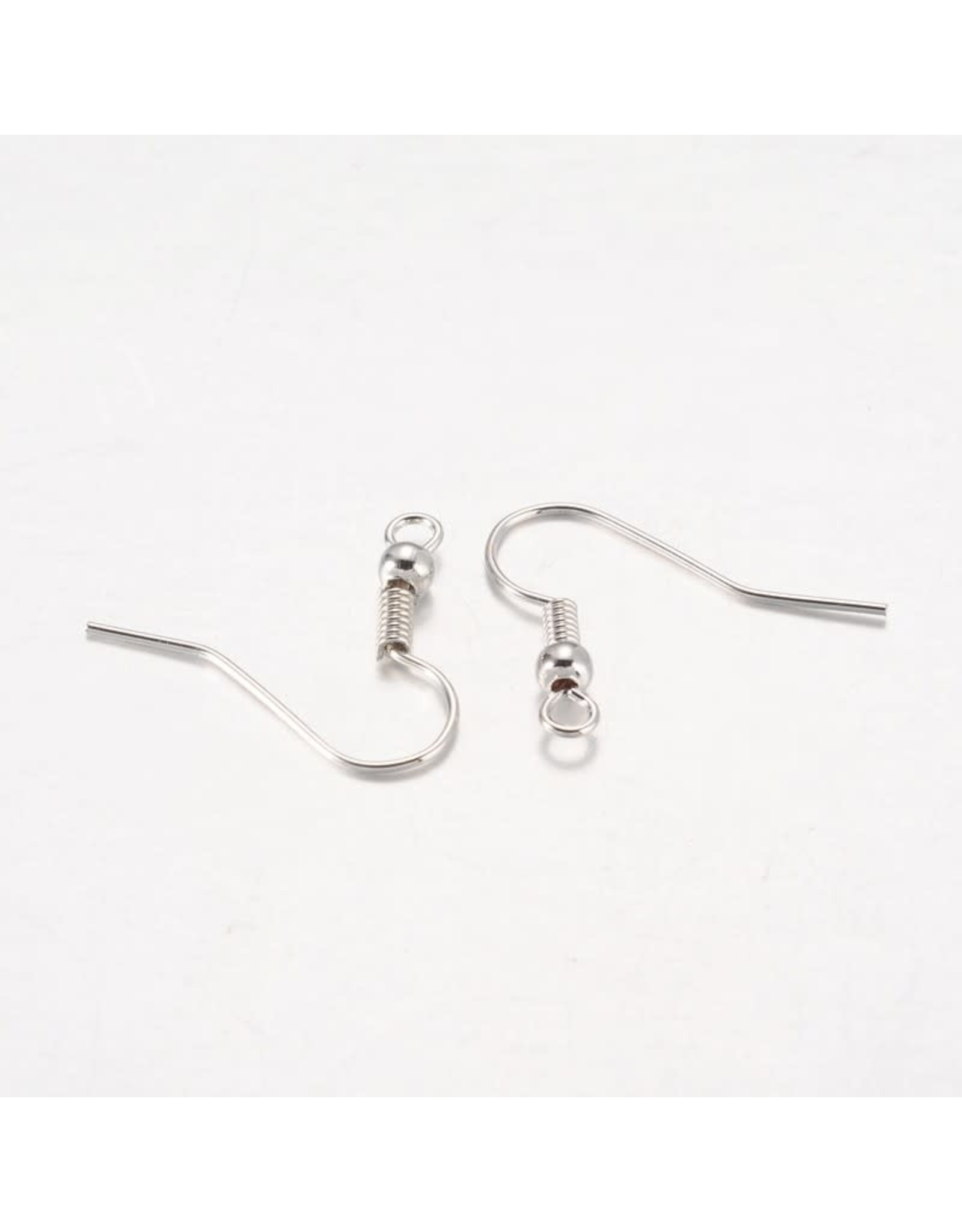 Ear Wire Ball & Spring 18x.8mm  Silver  x50 Grade ''A'' NF