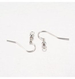 Ball Coil Earring Hooks Build Nicely Adjustable Shape Comfortable Feel  Titanium Steel Fish Hook Ear Wires Connector Earrings Backs Stopper Silver  40