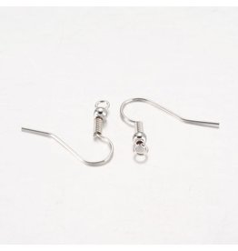 Ear Wire Ball & Spring 18x.8mm  Silver  x50 Grade ''A'' NF