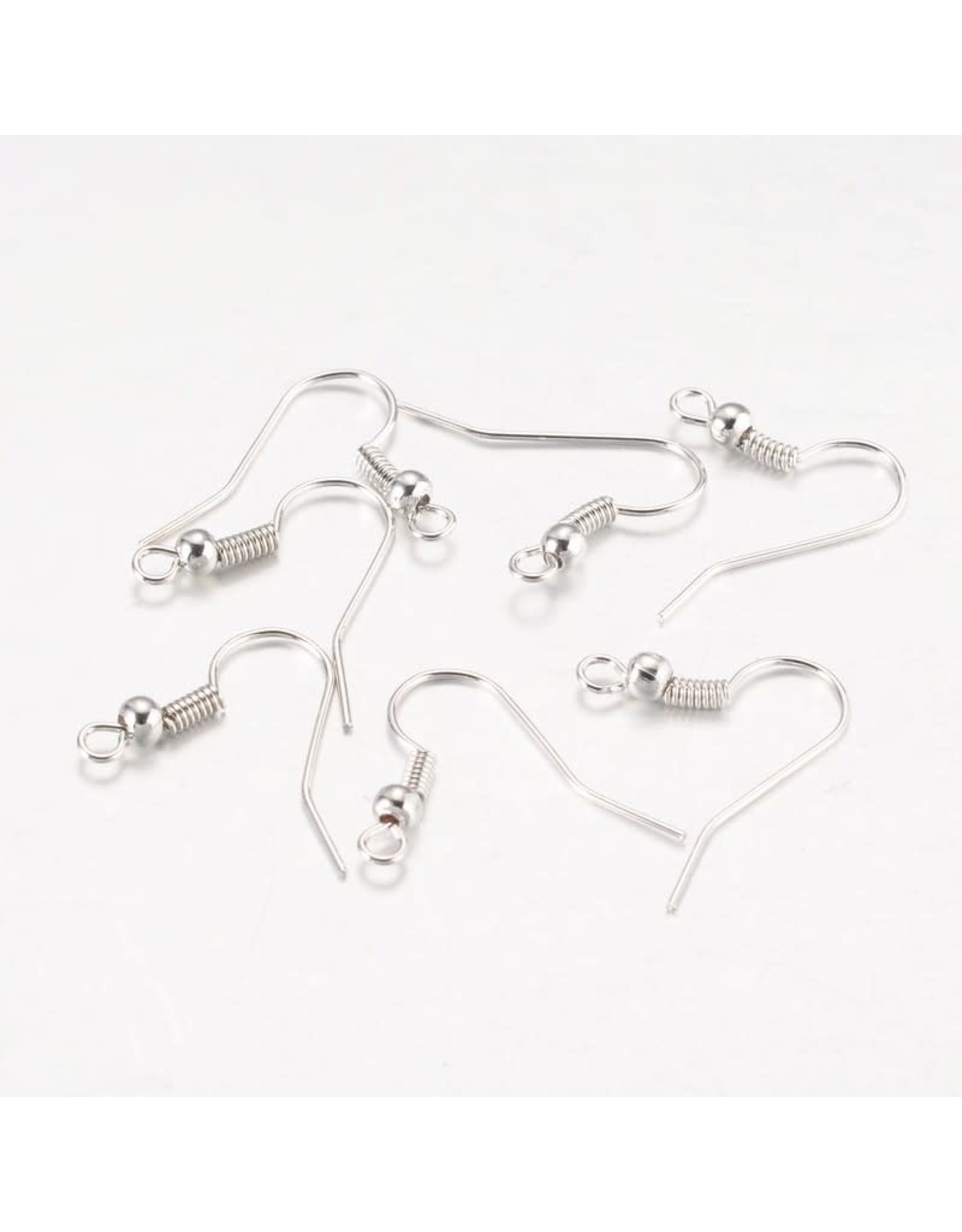 Ear Wire Ball & Spring 18x.8mm  Silver  x50  NF
