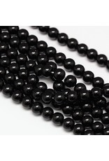 6mm Round Glass Pearl  Black  approx  x70
