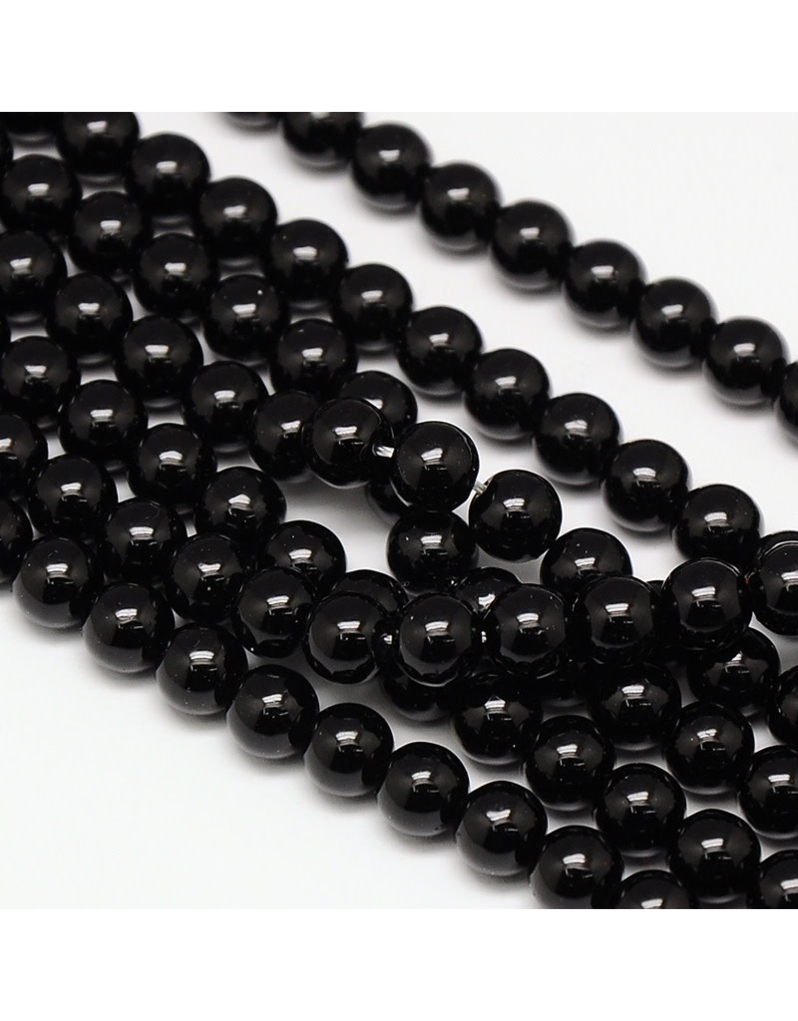 6mm Round Glass Pearl  Black  approx  x70