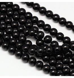 6mm Round Glass Pearl  Black  approx  x70