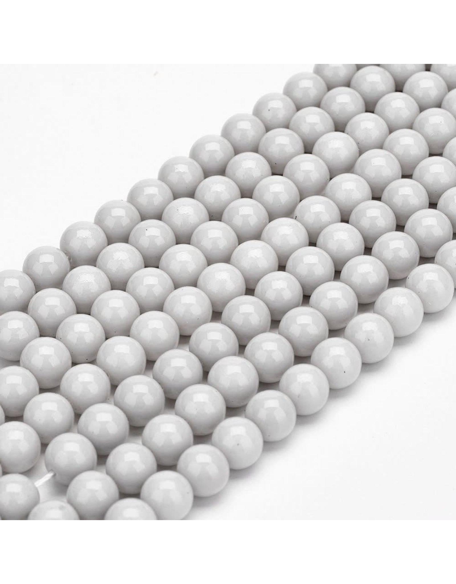 6mm Round Glass Pearl  Light Grey approx  x70