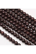 6mm Round Glass Pearl  Dark Brown approx  x70