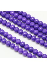 6mm Round Glass Pearl  Medium Purple approx  x70