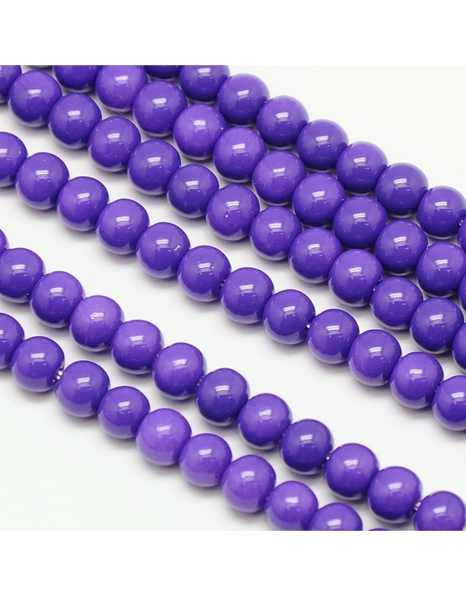 6mm Round Glass Pearl  Medium Purple approx  x70