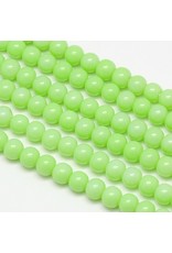 6mm Round Glass Pearl  Light Green approx  x70