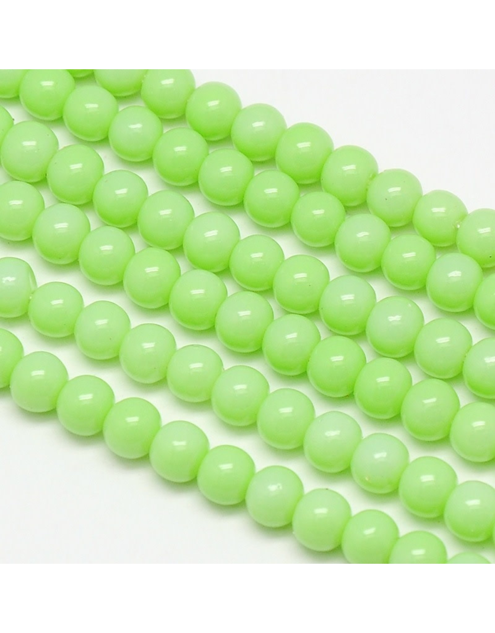 6mm Round Glass Pearl  Light Green approx  x70