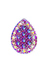 Spiky Drop Resin Cabochon 20x30mm Pink AB  x2