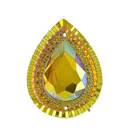 Drop Resin Cabochon 30x40mm Citrine Yellow AB  x6