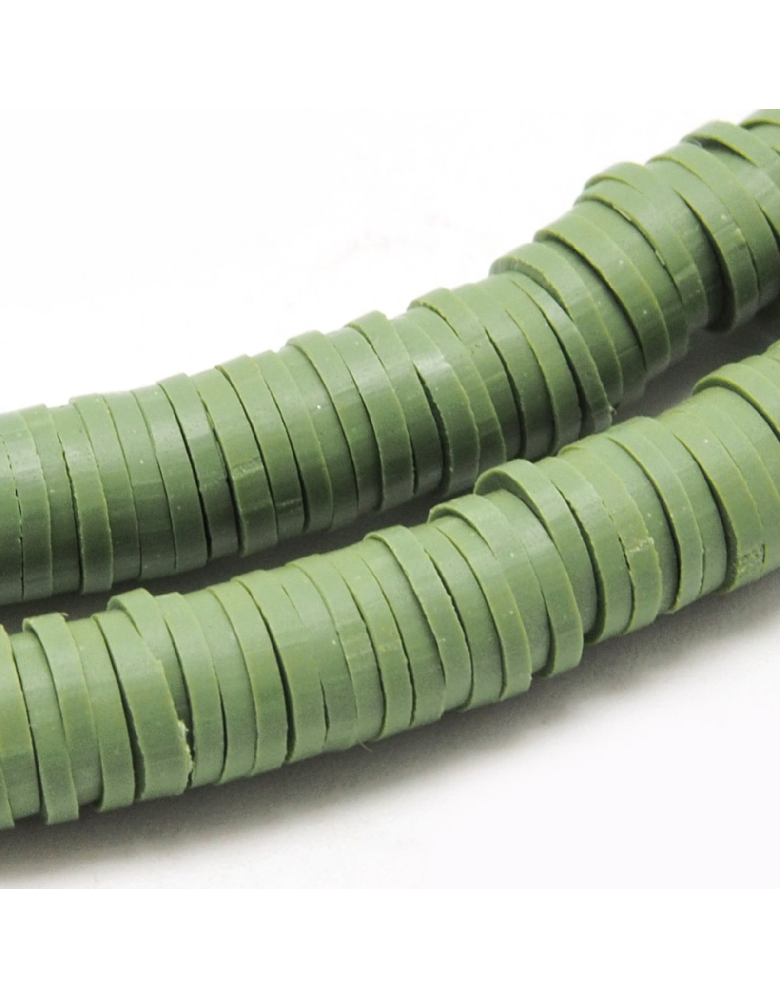 Polymer Clay 6mm Heishi Olive Green  approx  x380