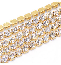 Rhinestone Banding 1 row 2mm Gold/Clear   x1 foot