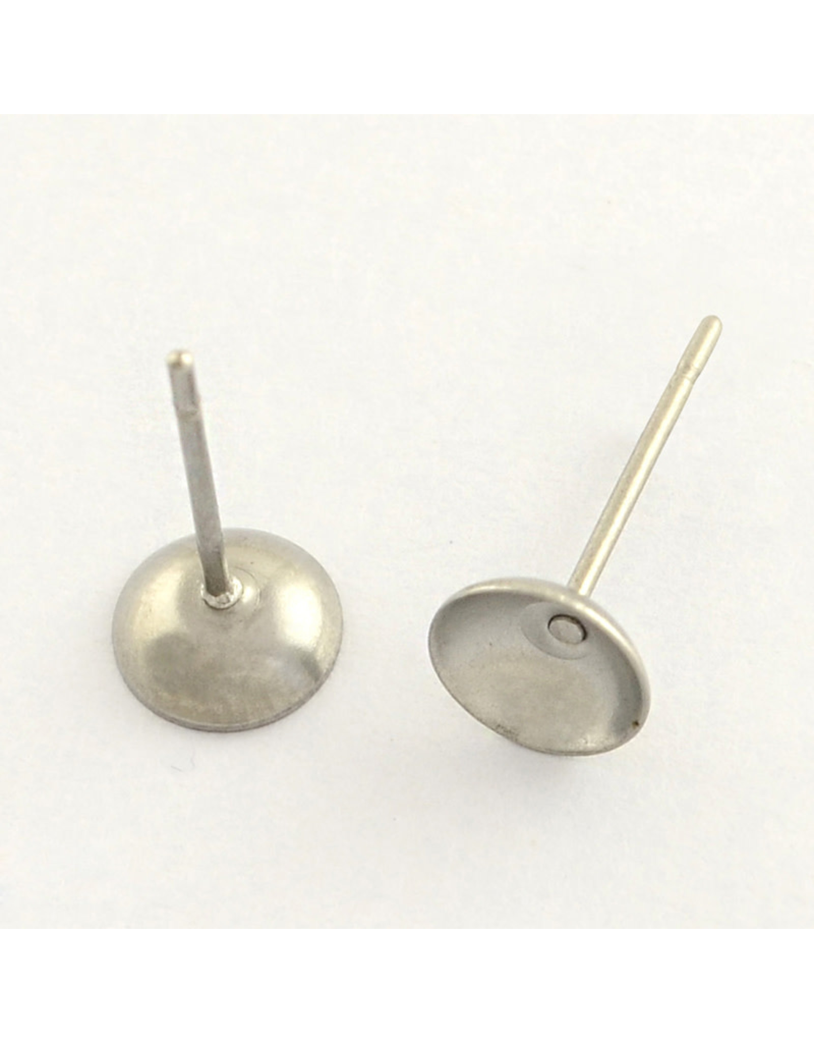 Ear Stud 6mm Cupped Stainless Steel  NF x50