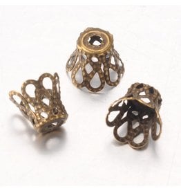 Bead Cap Filigree 7x9mm  Antique Bronze  x50