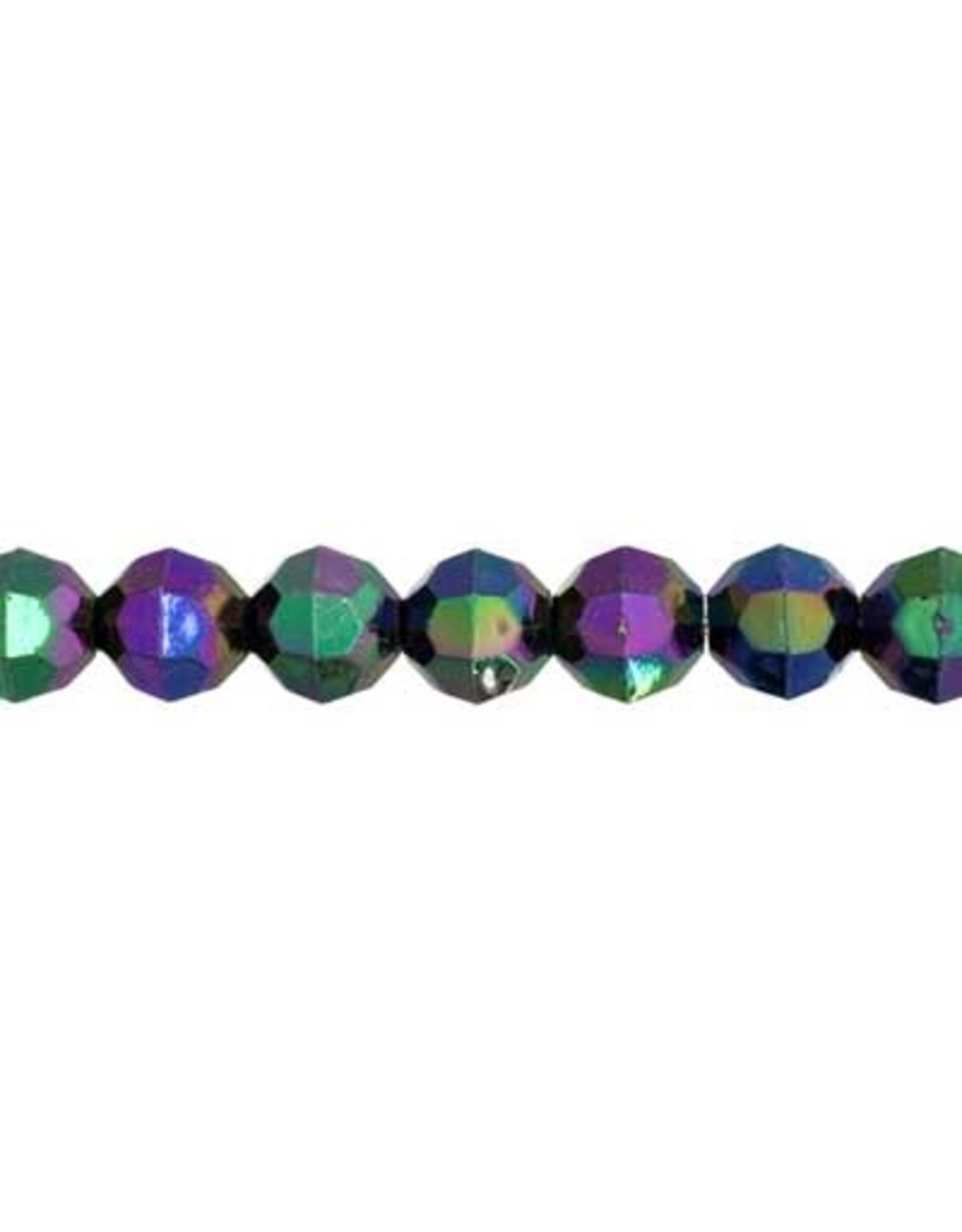 Faceted Round  6mm Black AB x500