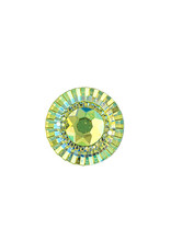 Round Resin Cabochon 20mm Lime Green AB  x2