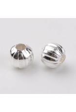 Round Silver Fluted Spacer Bead  6mm  x100