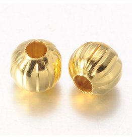 Round Gold Fluted Spacer Bead  6mm  x100