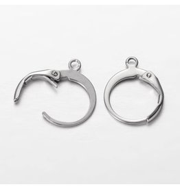 Ear Wire 14x12mm Lever Back Stainless Steel x10 Pair