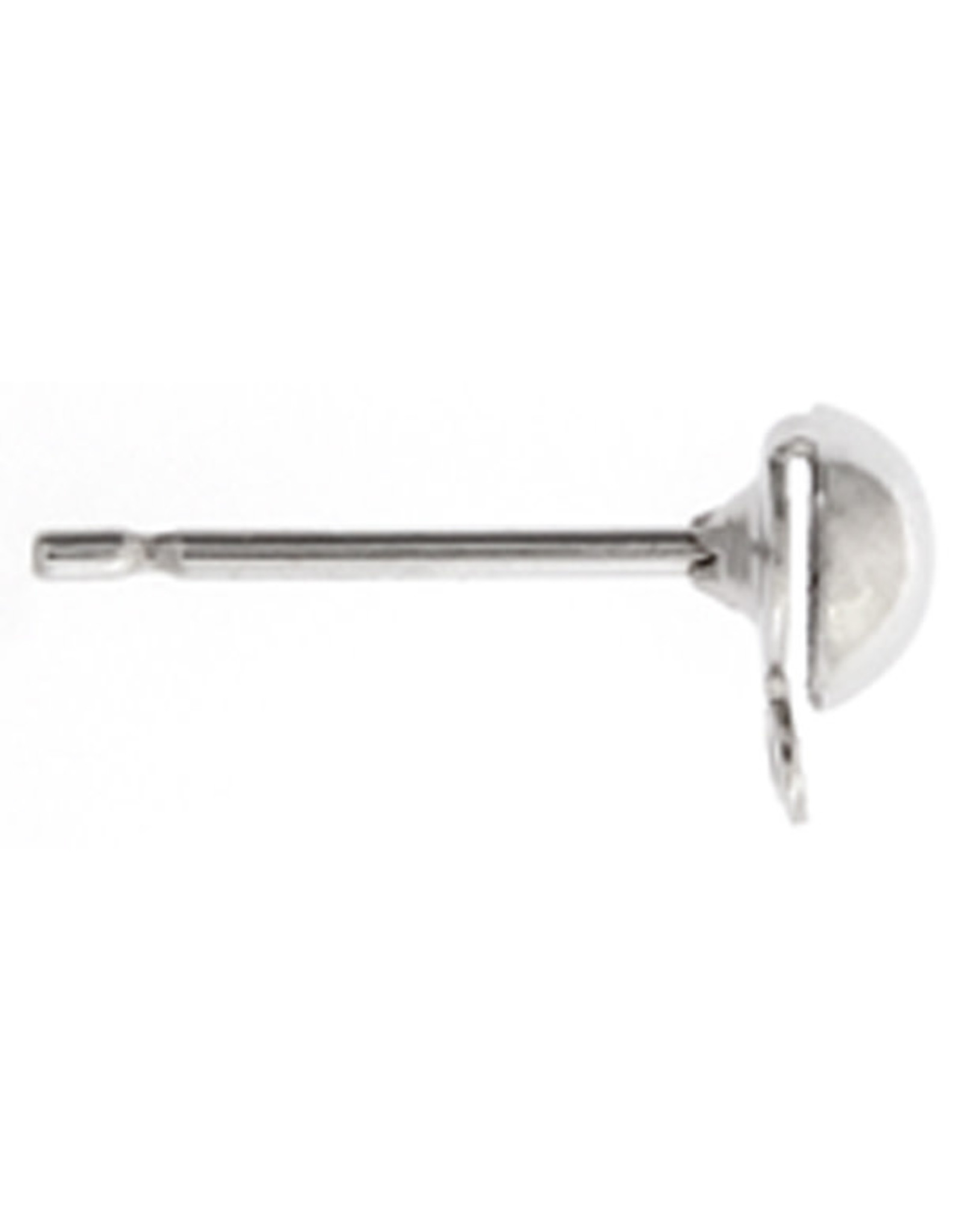 Earring Stud Domed  4mm Nickel Colour NF x50