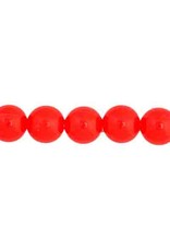 Round  8mm Opaque Neon Red x50