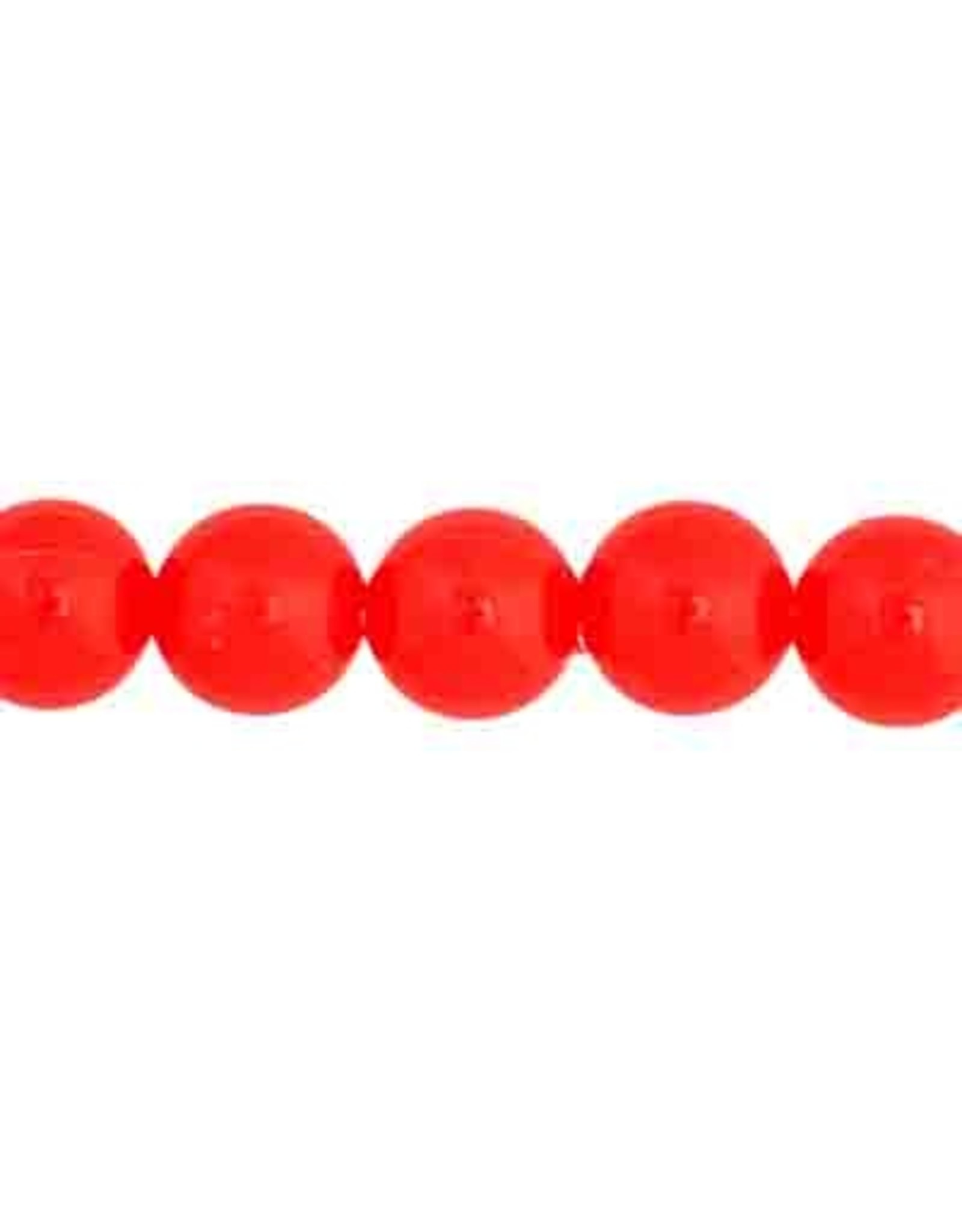 Round  8mm Opaque Neon Red x50