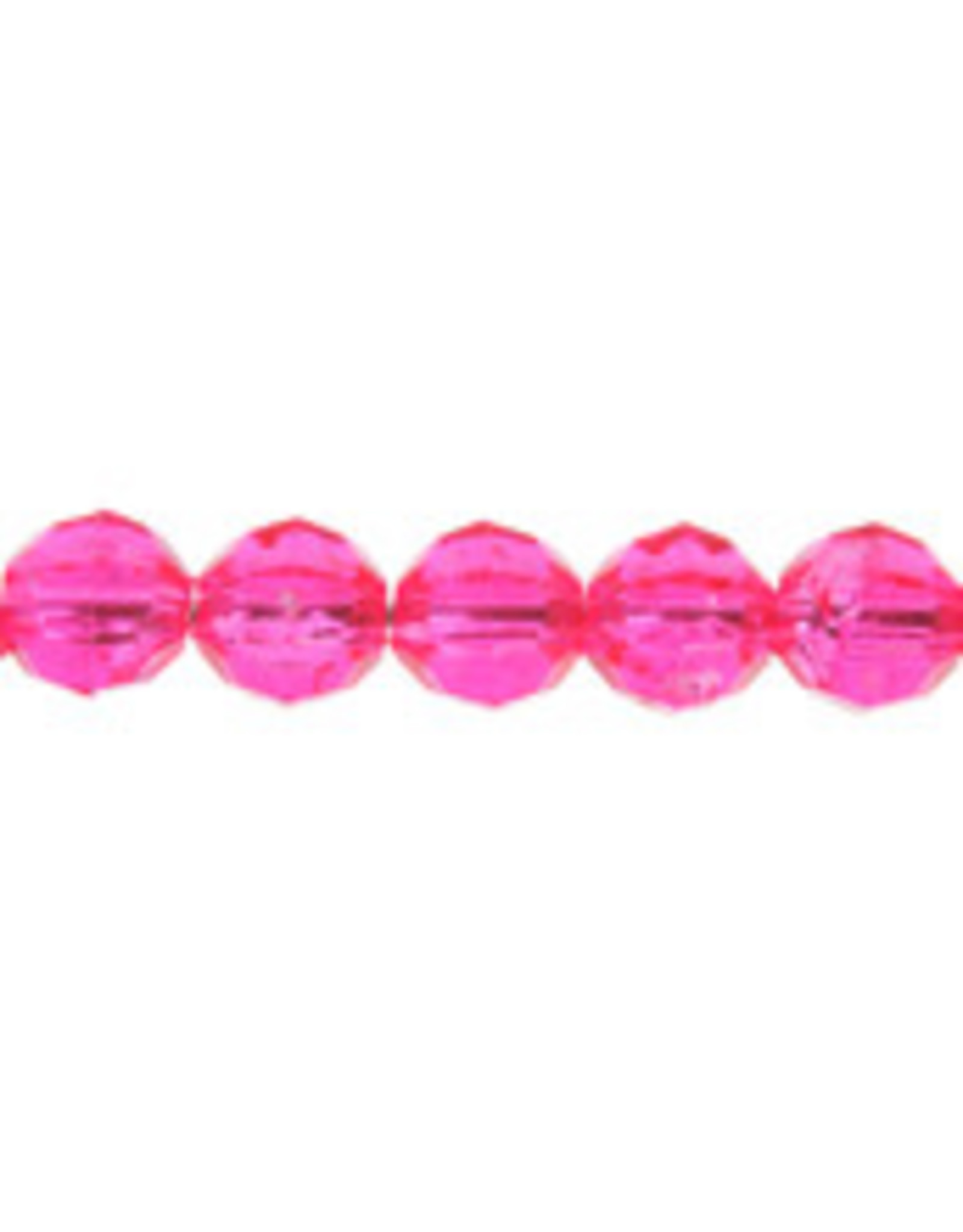 Faceted Round  6mm Transparent  Fuchsia Pink  x500