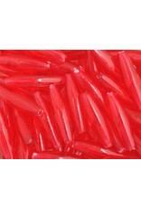 Spaghetti Beads 19x6mm Transparent Red x200