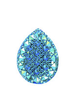 Spiky Drop Resin Cabochon 20x30mm Turquoise Blue AB  x2