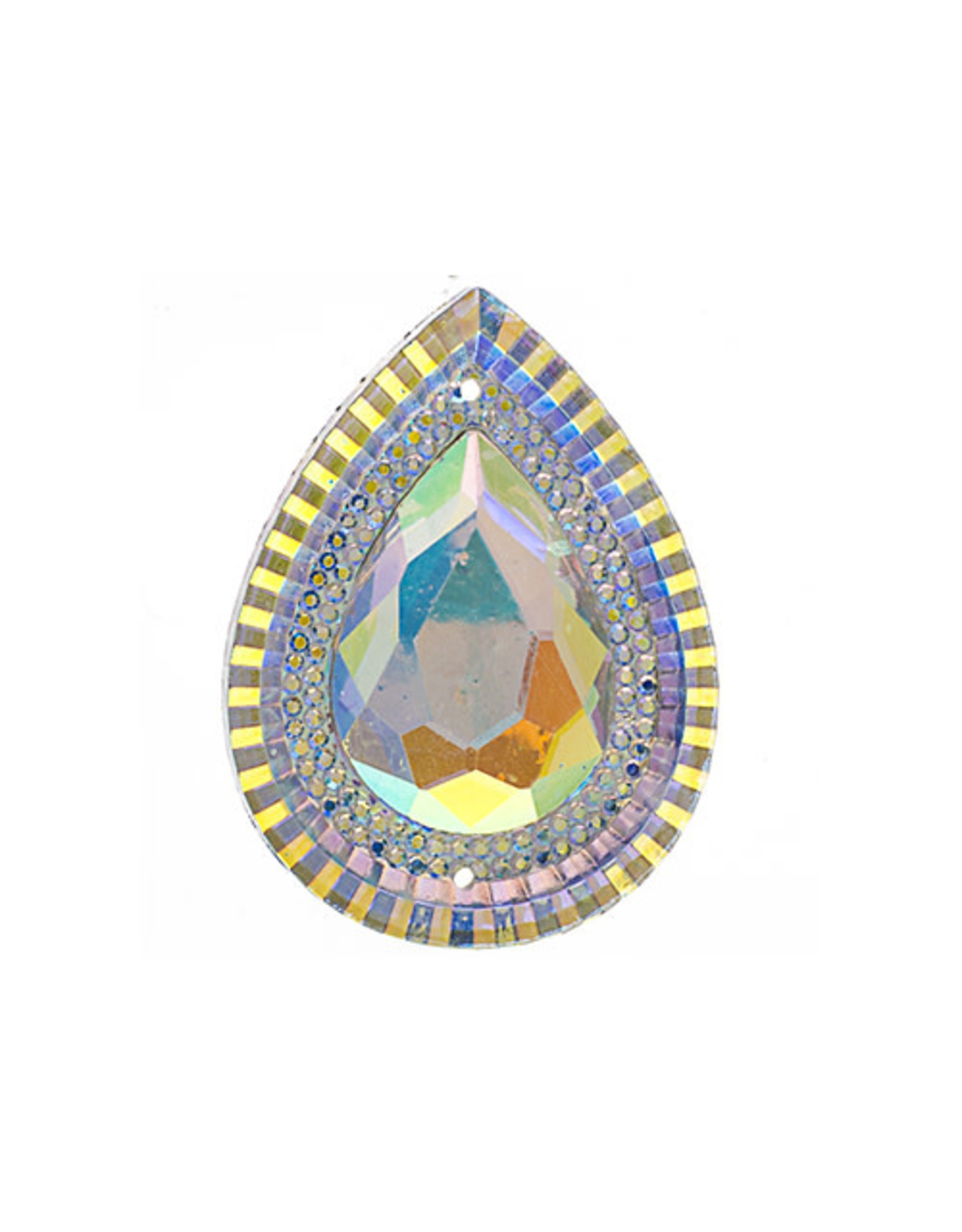 Drop Resin Cabochon 20x30mm Clear AB  x2