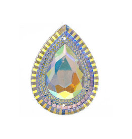Drop Resin Cabochon 20x30mm Clear AB  x2