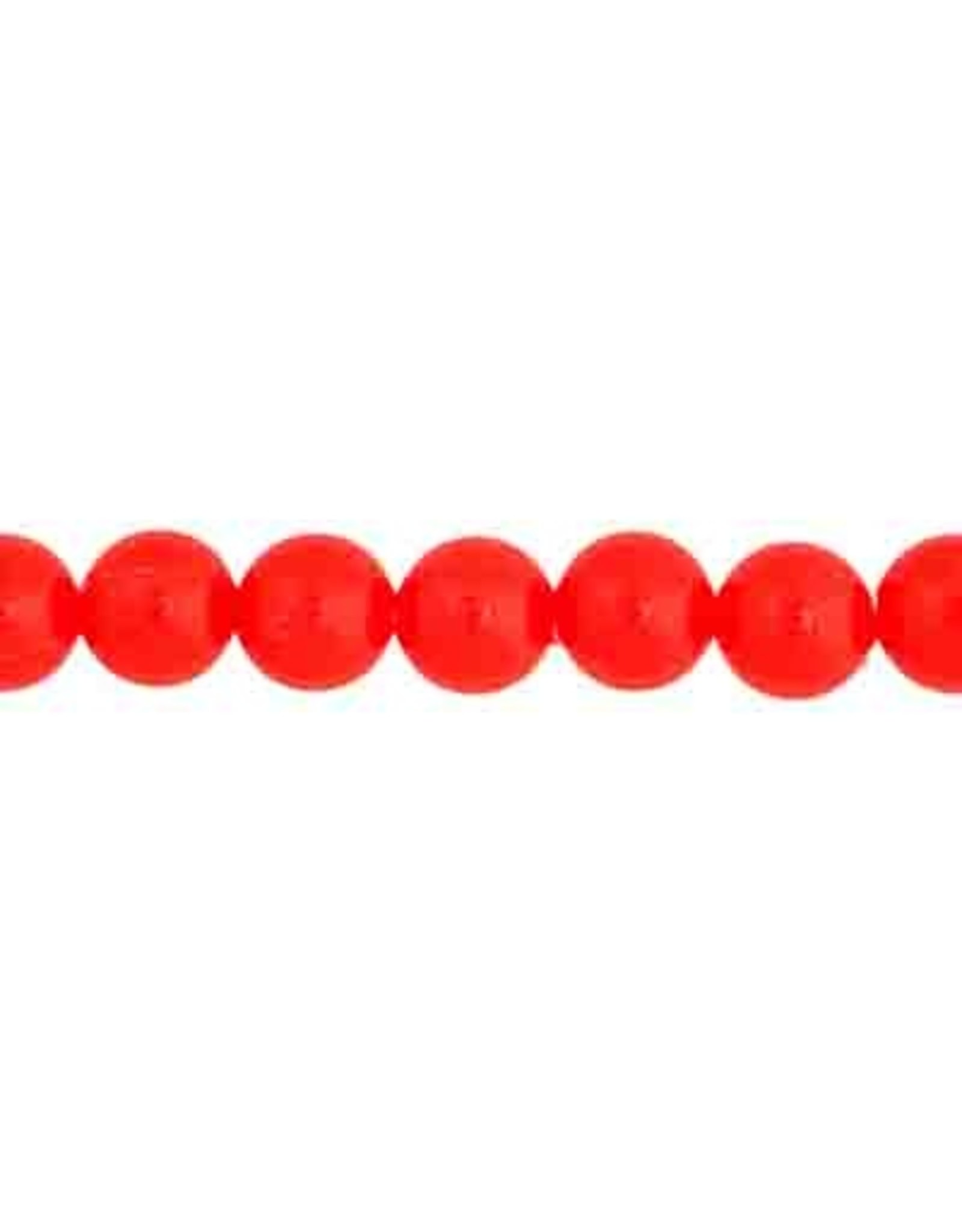 Round  6mm Opaque Neon Red  x100
