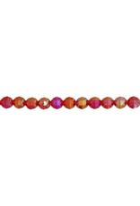 Faceted Round  6mm Transparent Red AB  x500