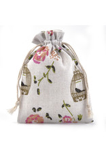 Gift Bag Pink Flower and Bird Cage  14x10cm  x5