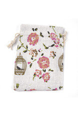 Gift Bag Pink Flower and Bird Cage  14x10cm  x5