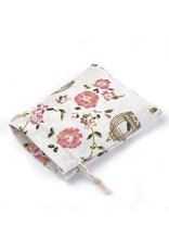 Gift Bag Pink Flower and Bird Cage  14x10cm  x5
