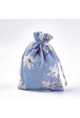 Gift Bag Blue with Flower  14x10cm  x5