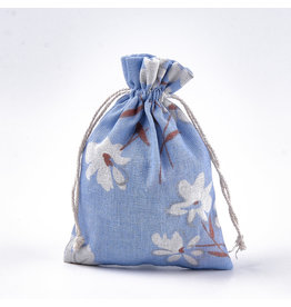 Gift Bag Blue with Flower  14x10cm  x5