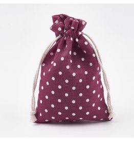 Gift Bag  Fuchsia Pink with Polka Dots  14x10cm  x5