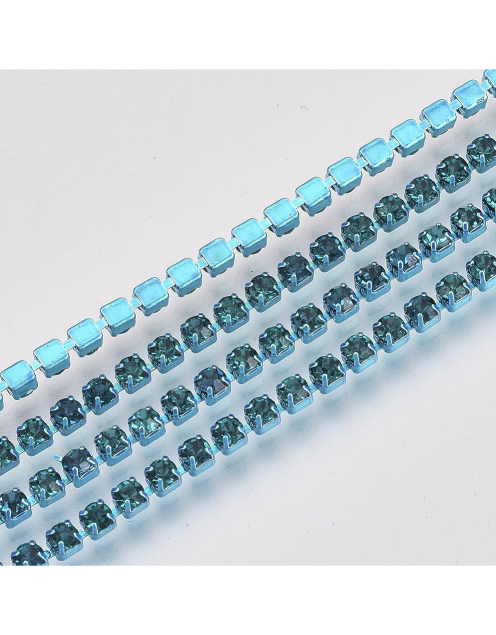 Rhinestone Banding 1 row 2mm Zircon/Blue   x1 foot