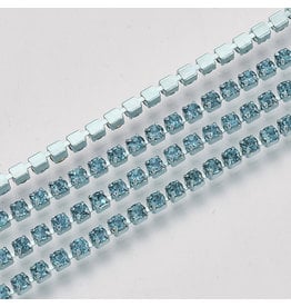 Rhinestone Banding 1 row 2mm  Aqua/Blue   x1 foot