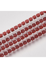 Rhinestone Banding 1 row 2mm  Light Siam/Red  x1 foot