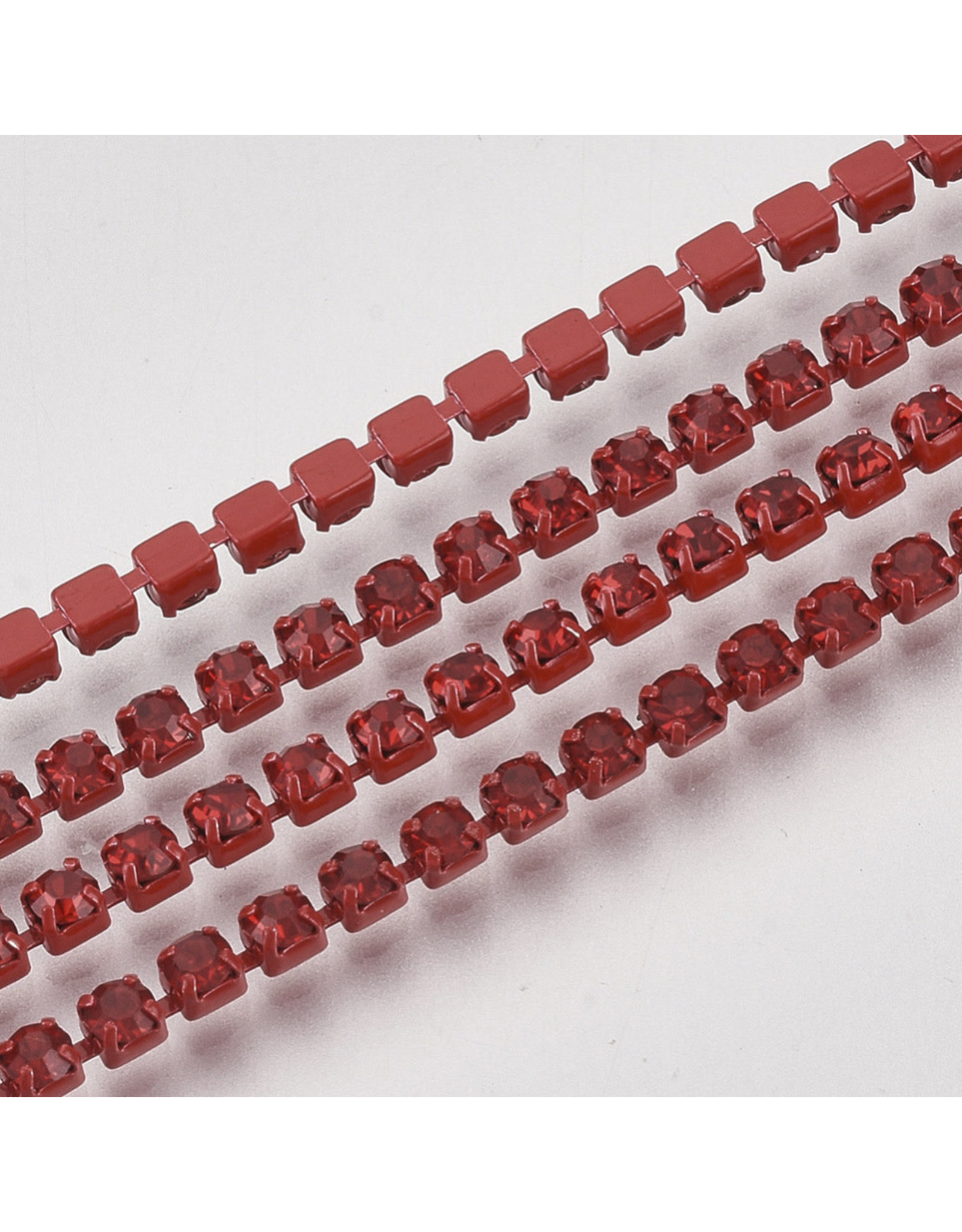 Rhinestone Banding 1 row 2mm  Light Siam/Red  x1 foot