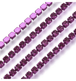 Rhinestone Banding 1 row 2mm  Fuchsia/Pink  x1 foot