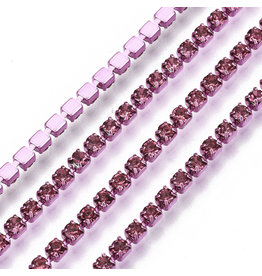 Rhinestone Banding 1 row 2mm  Rose/Pink  x1 foot