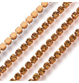 Rhinestone Banding 1 row 2mm  Topaz/Brown  x1 foot